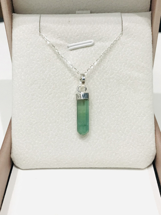 Natural green tourmaline pendant for women- Raw green tourmaline pendant- green tourmaline pendant- tourmaline crystal pendant