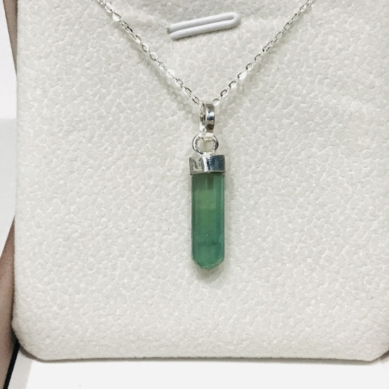 Natural green tourmaline pendant for women- Raw green tourmaline pendant- green tourmaline pendant- tourmaline crystal pendant