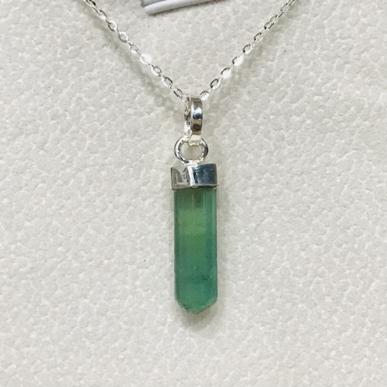 Natural green tourmaline pendant for women- Raw green tourmaline pendant- green tourmaline pendant- tourmaline crystal pendant