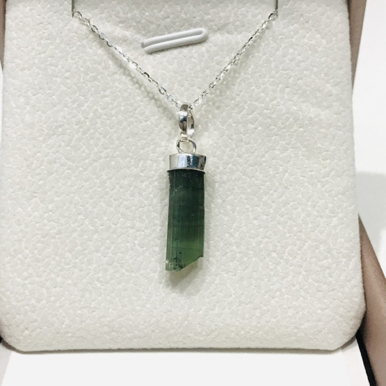 Natural green tourmaline pendant for women- Raw green tourmaline pendant- green tourmaline pendant- tourmaline crystal pendant