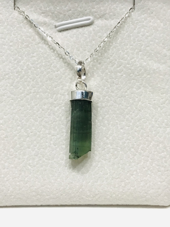 Natural green tourmaline pendant for women- Raw green tourmaline pendant- green tourmaline pendant- tourmaline crystal pendant