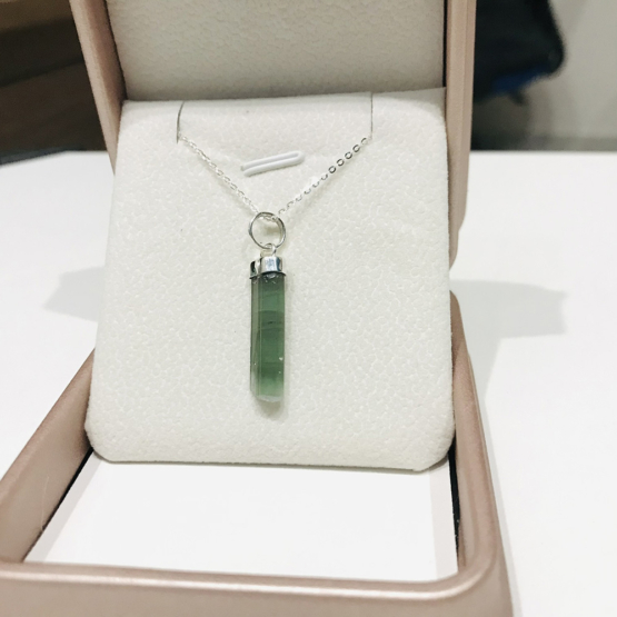 Natural green tourmaline pendant for women- Raw green tourmaline pendant- green tourmaline pendant