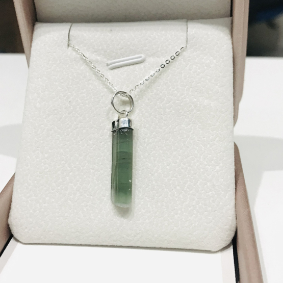 Natural green tourmaline pendant for women- Raw green tourmaline pendant- green tourmaline pendant