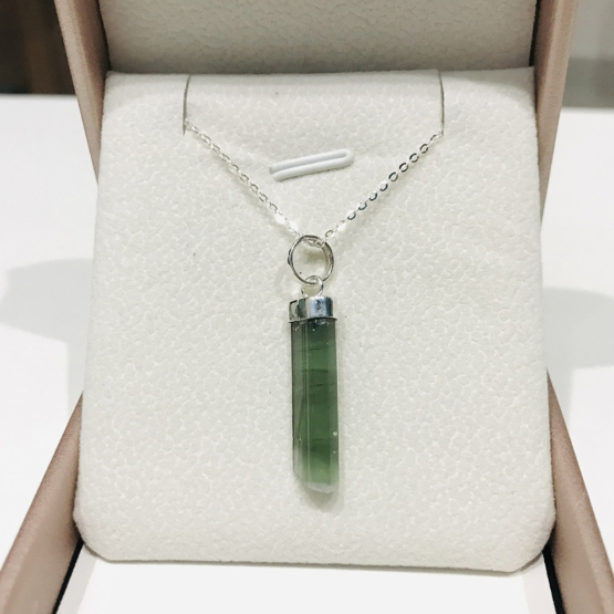 Natural green tourmaline pendant for women- Raw green tourmaline pendant- green tourmaline pendant