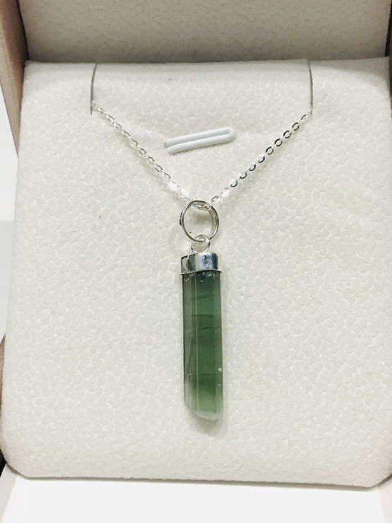 Natural green tourmaline pendant for women- Raw green tourmaline pendant- green tourmaline pendant