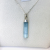 Raw aquamarine pendant necklace for girls-Natural aquamarine pendant-Blue gemstone pendant