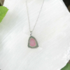 Watermelon tourmaline pendant necklace for girls - raw watermelon tourmaline slice pendant