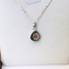 Watermelon tourmaline pendant necklace for girls - raw watermelon tourmaline slice pendant