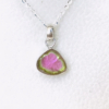 Watermelon tourmaline pendant necklace for girls - raw watermelon tourmaline slice pendant