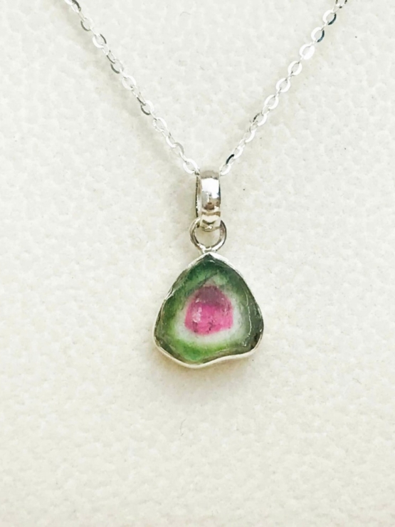 Watermelon tourmaline pendant necklace- watermelon tourmaline necklace for girls- watermelon tourmaline jewelry
