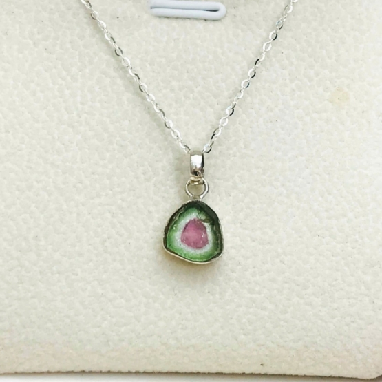 Watermelon tourmaline pendant necklace- watermelon tourmaline necklace for girls- watermelon tourmaline jewelry