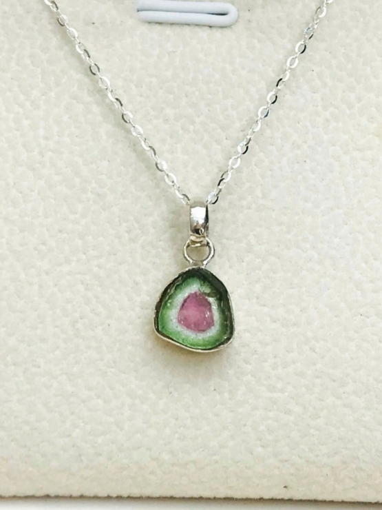Watermelon tourmaline pendant necklace- watermelon tourmaline necklace for girls- watermelon tourmaline jewelry