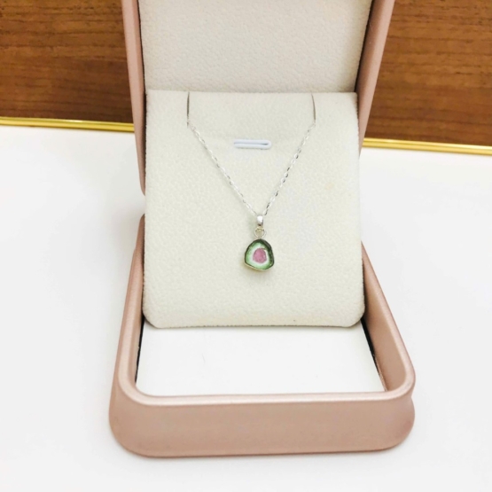 Watermelon tourmaline pendant necklace- watermelon tourmaline necklace for girls- watermelon tourmaline jewelry