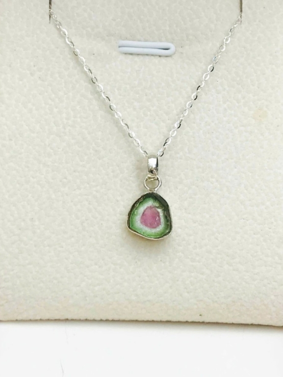 Watermelon tourmaline pendant necklace- watermelon tourmaline necklace for girls- watermelon tourmaline jewelry