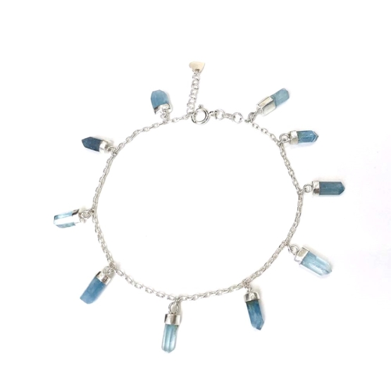 Aquamarine anklet for girls- Aquamarine crystal anklet - raw aquamarine anklet - Blue stone anklet (1)