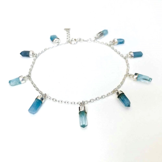 Aquamarine anklet for girls- Aquamarine crystal anklet - raw aquamarine anklet - Blue stone anklet (1)