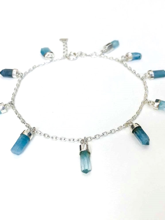 Aquamarine anklet for girls- Aquamarine crystal anklet - raw aquamarine anklet - Blue stone anklet (1)