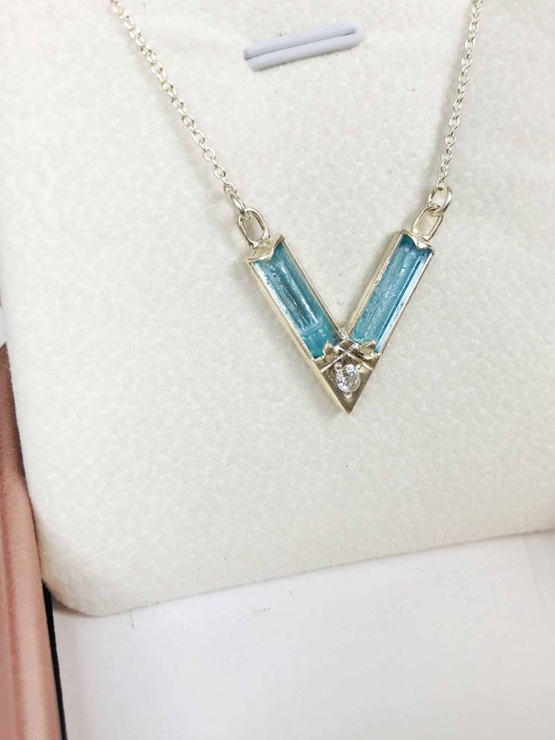 Aquamarine choker necklace for girls
