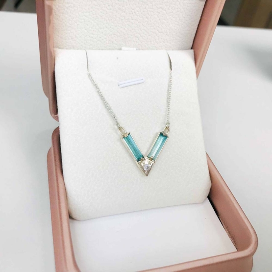 Aquamarine choker necklace for girls