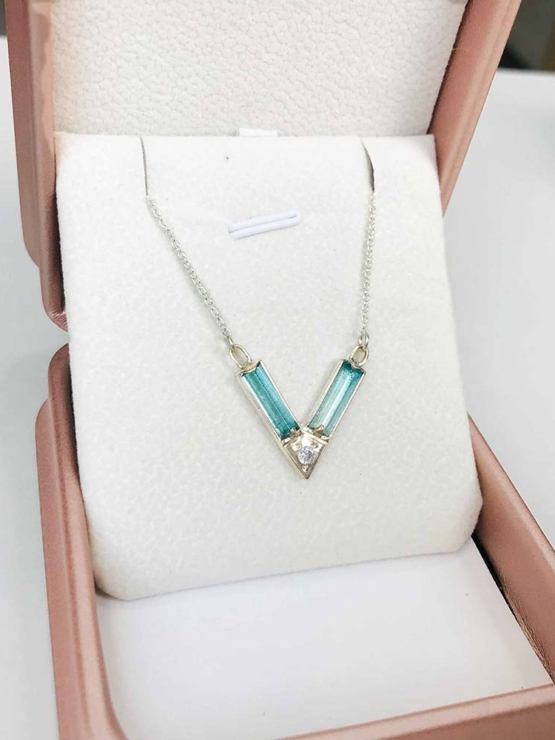 Aquamarine choker necklace for girls