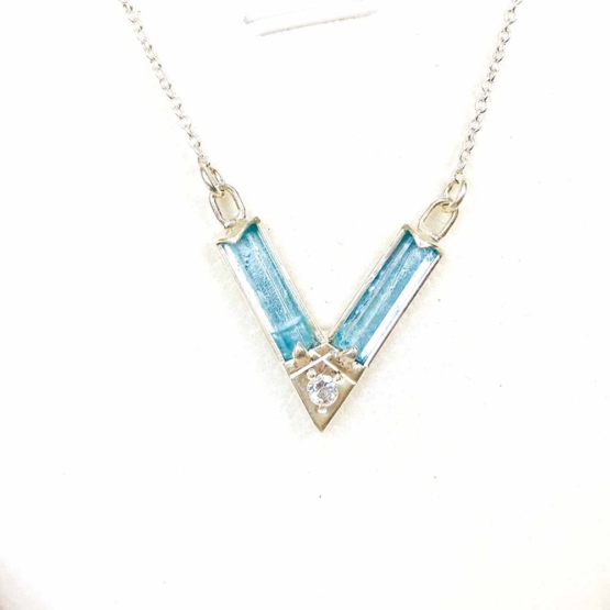 Aquamarine choker necklace for girls