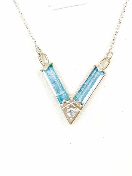 Aquamarine choker necklace for girls