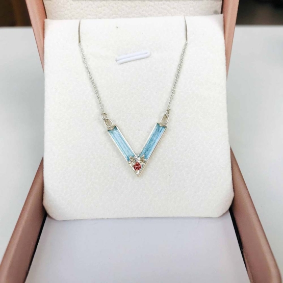 Aquamarine choker necklace for girls