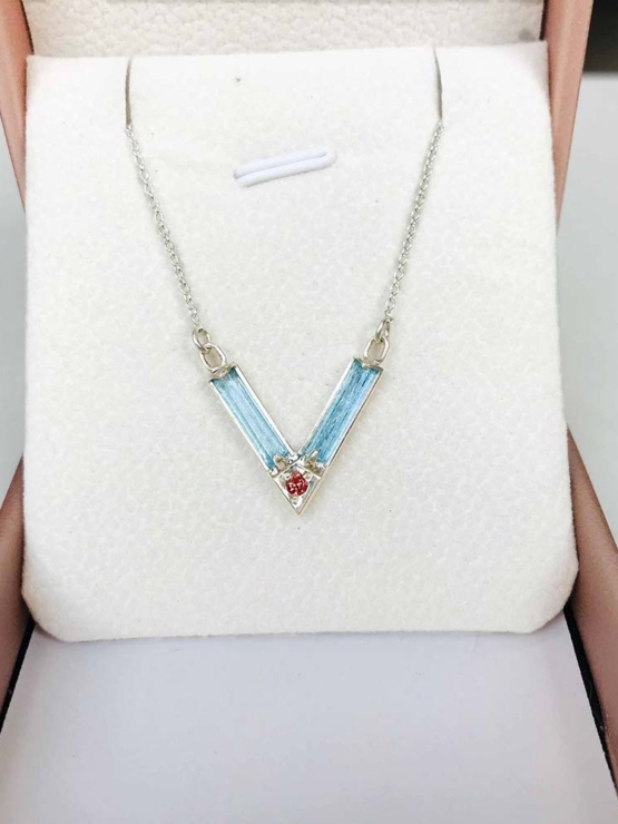 Aquamarine choker necklace for girls