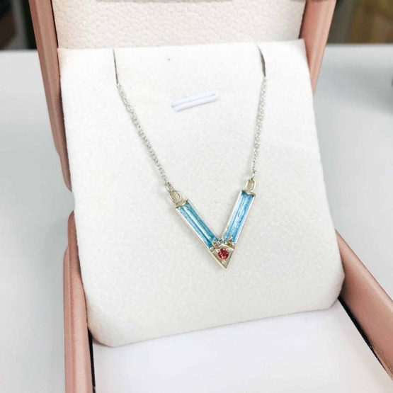Aquamarine choker necklace for girls