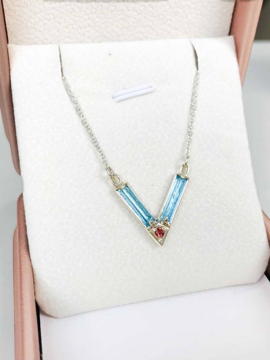 Aquamarine choker necklace for girls