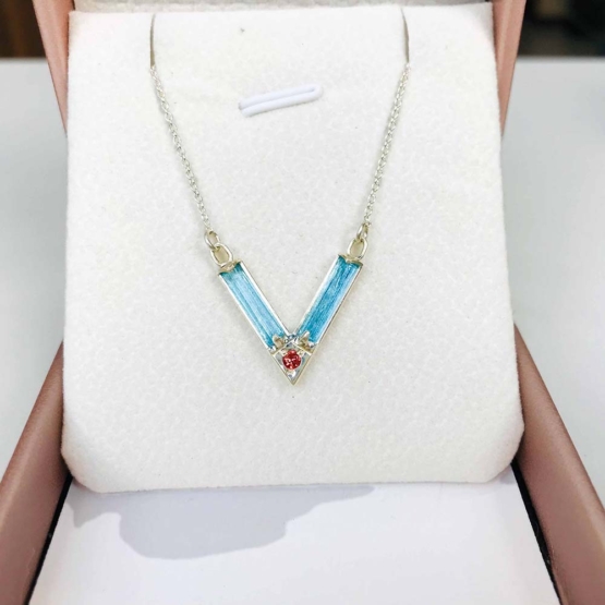 Aquamarine choker necklace for girls
