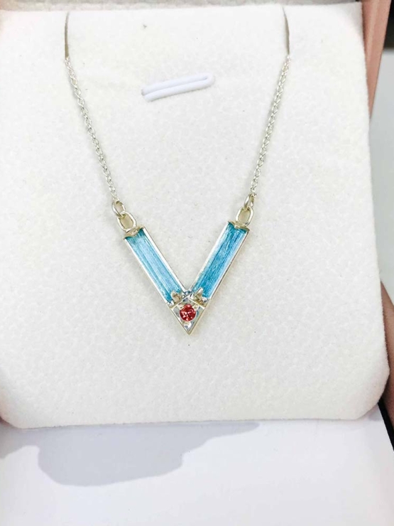 Aquamarine choker necklace for girls