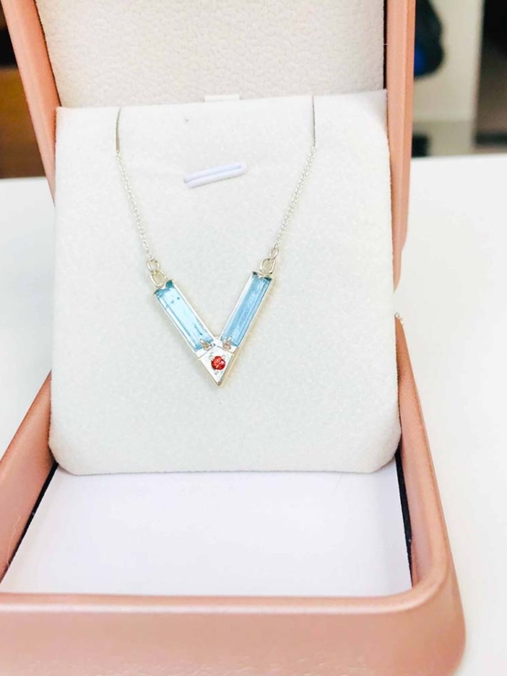 Aquamarine choker necklace for girls