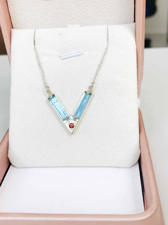 Aquamarine choker necklace for girls