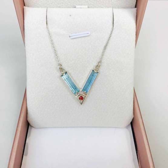 Aquamarine choker necklace for girls