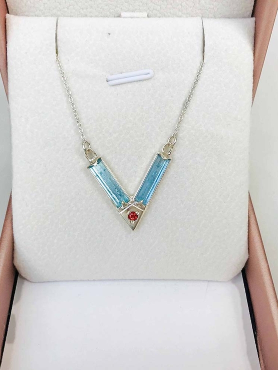 Aquamarine choker necklace for girls