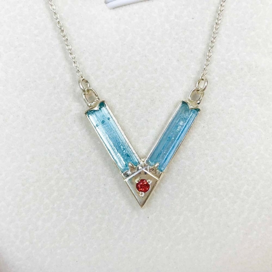 Aquamarine choker necklace for girls