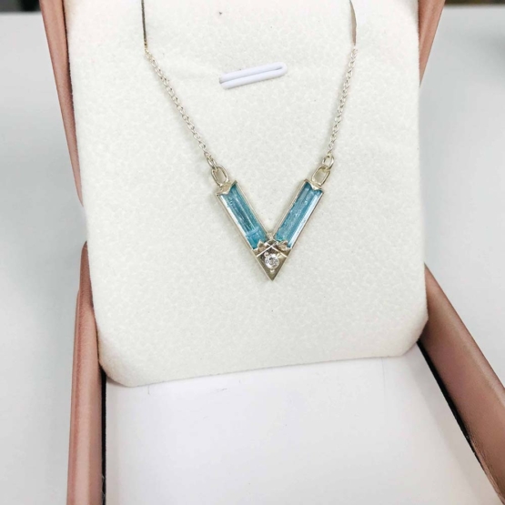 Aquamarine choker necklace for girls