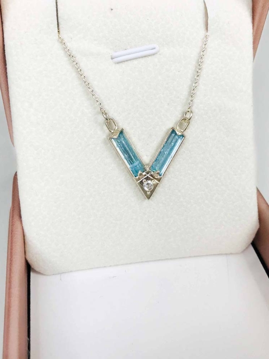 Aquamarine choker necklace for girls