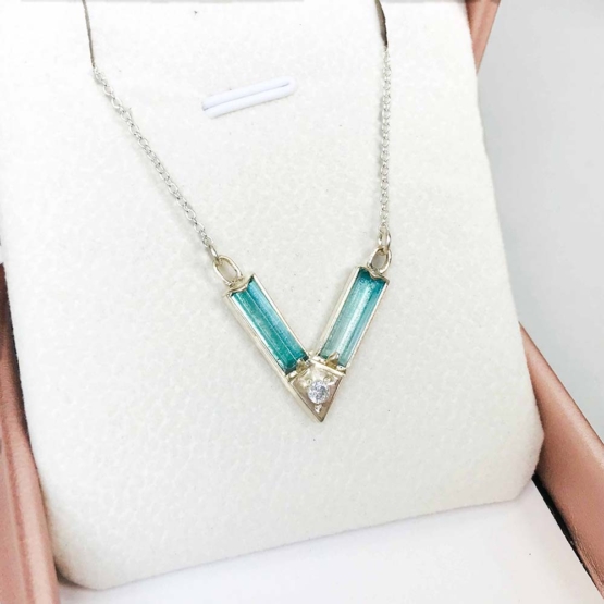 Aquamarine choker necklace for girls