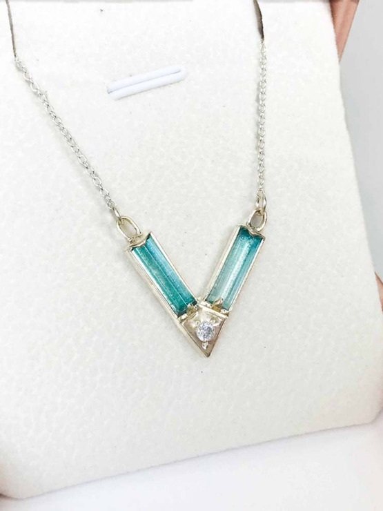 Aquamarine choker necklace for girls