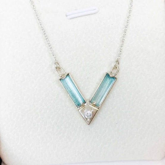 Aquamarine choker necklace for girls