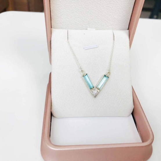 Aquamarine choker necklace for girls