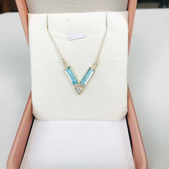 Aquamarine choker necklace for girls