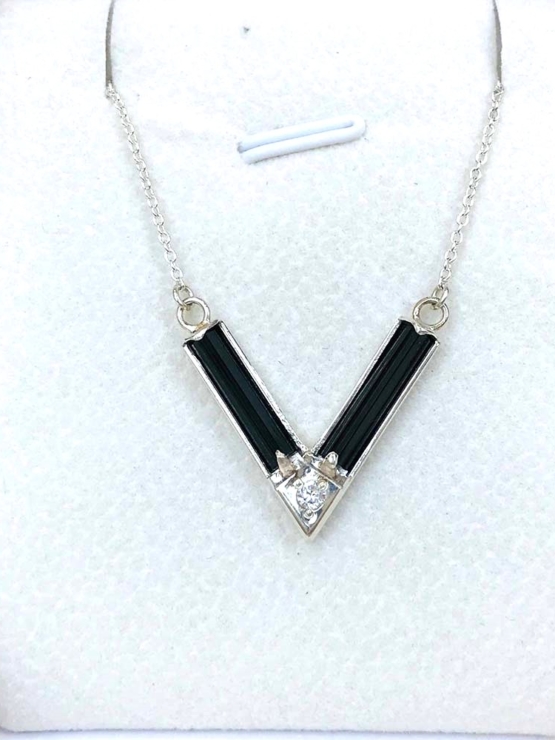 Black tourmaline choker necklace for girls - Black tourmaline V choker - V letter choker - Black crystal choker