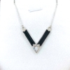 Black tourmaline choker necklace for girls - Black tourmaline V choker - V letter choker - Black crystal choker
