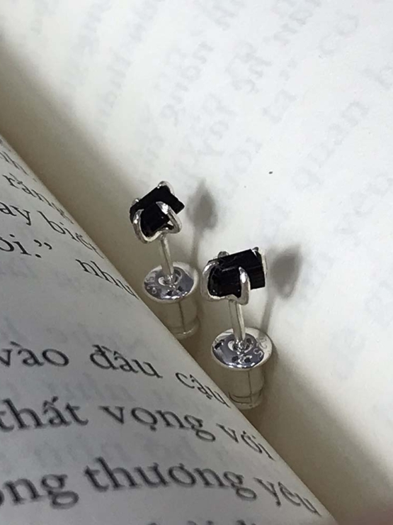 Black tourmaline stud earrings