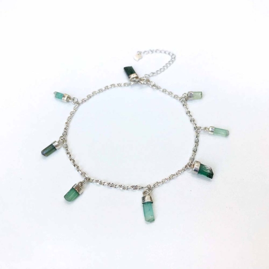 Green tourmaline anklet for girls- Green tourmaline crystal anklet - raw Green tourmaline anklet - Green tourmaline stone anklet