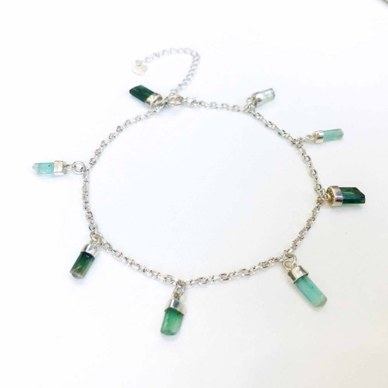 Green tourmaline anklet for girls- Green tourmaline crystal anklet - raw Green tourmaline anklet - Green tourmaline stone anklet