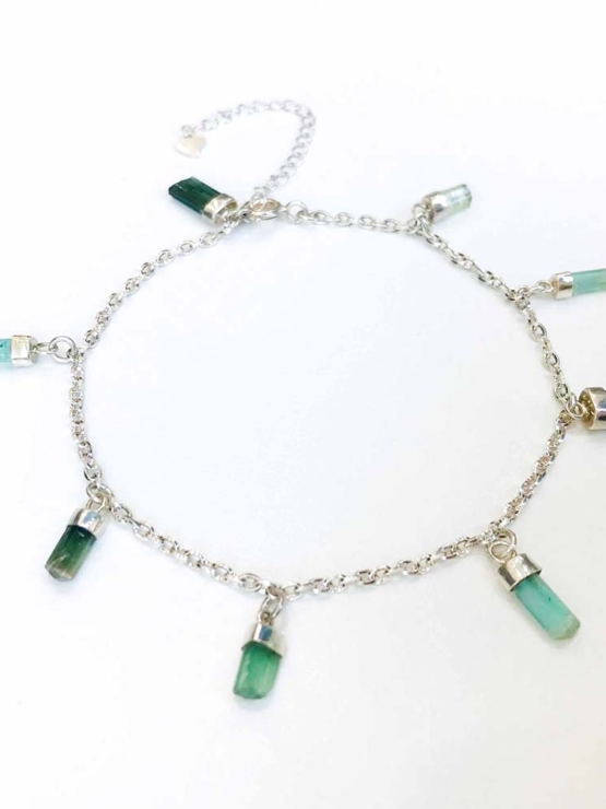 Green tourmaline anklet for girls- Green tourmaline crystal anklet - raw Green tourmaline anklet - Green tourmaline stone anklet